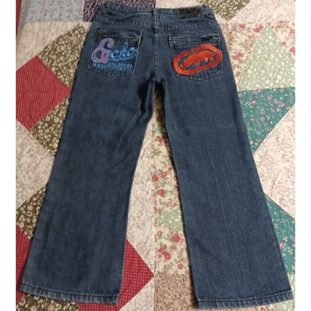 Vintage Ecko Unltd Boys Size 7 Jeans Baggy Spell Out Skate Hip Hop Y2K RARE